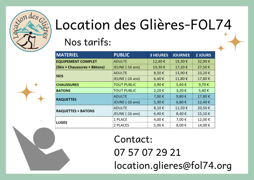 Location des Glières-FOL74 Tarifs 2023